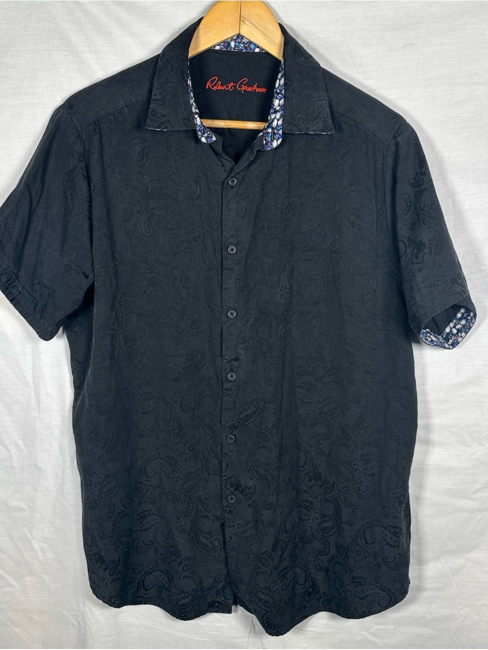 Robert Graham Black Paisley Short-Sleeve Button-Down Shirt